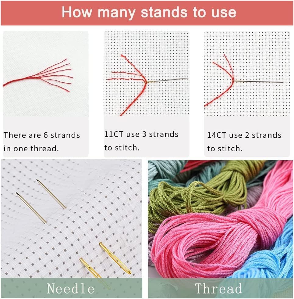 Leczany Cross Stitch Stamped Kit for Adults or Kids - Prince and Cat | DIY Embroidery Starter Patterns Craft Kit Needlepoint for Beginner | 11CT, 3 Strands | 13x17.7 inches