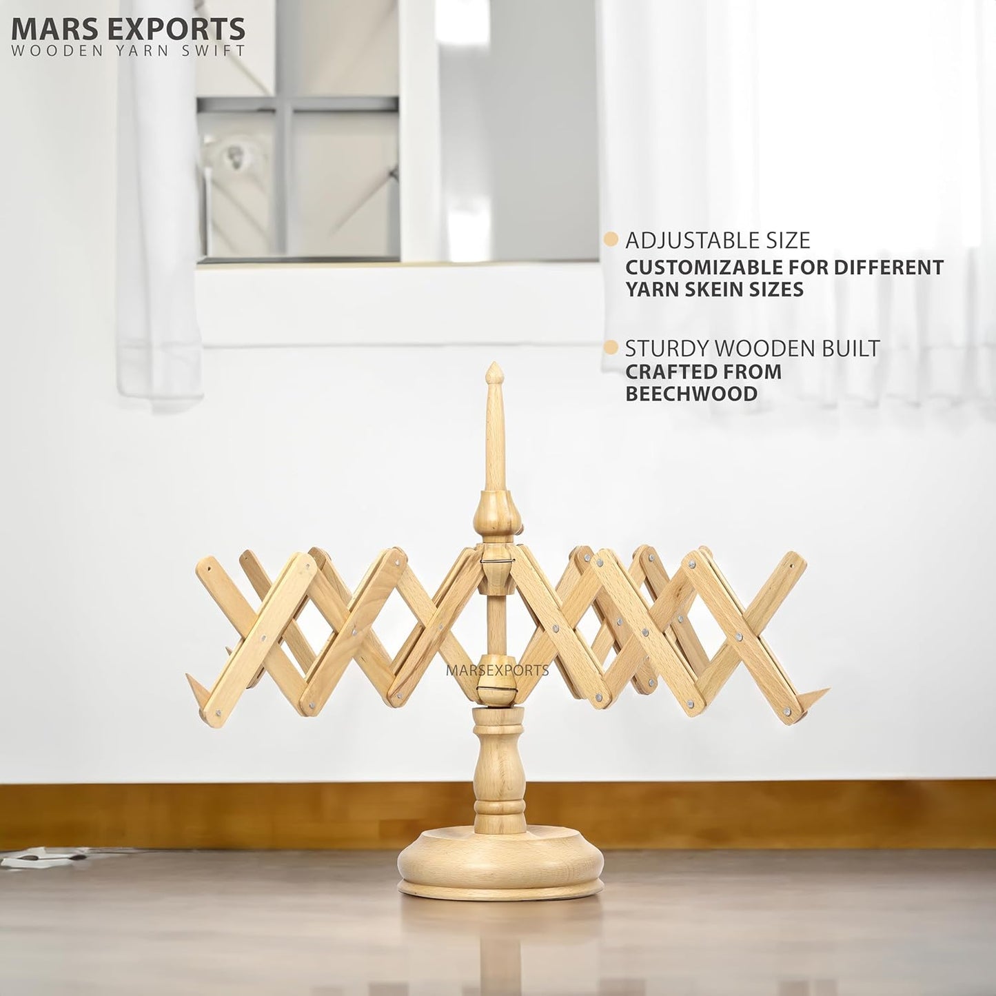 Wooden Yarn Winder with Swift – Manual Yarn Ball Winding Tool for Knitting and Crocheting – Combo Kit (Winder + Swift Beechwood)