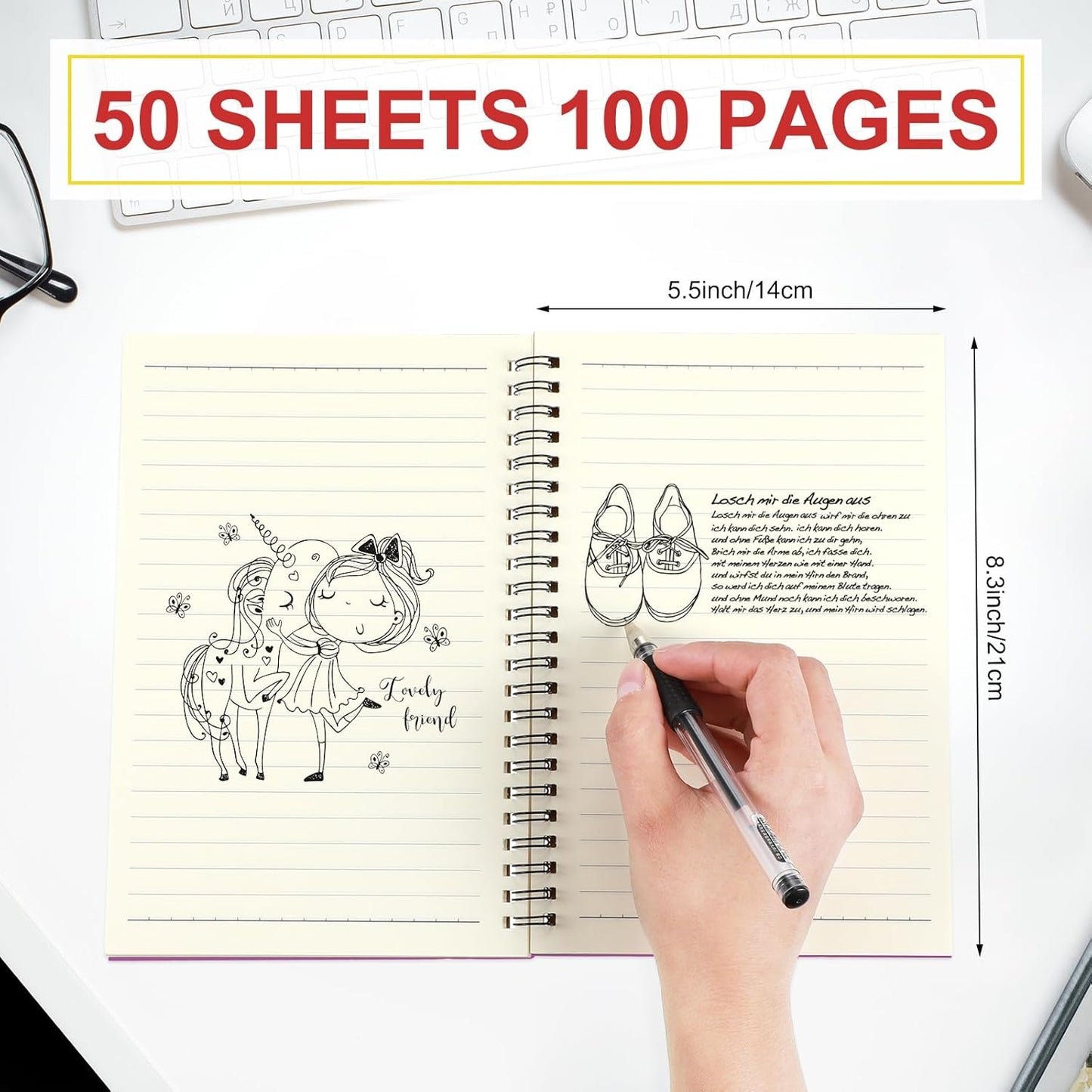 Yahenda 6 Pcs Spiral Notebook Bulk A5 Journal Lined 8.3'' x 5.5'' Writing Composition Paper Small Notepad Subject Notebook for Students Office Business Back to School Supplies (Mixed Colors)