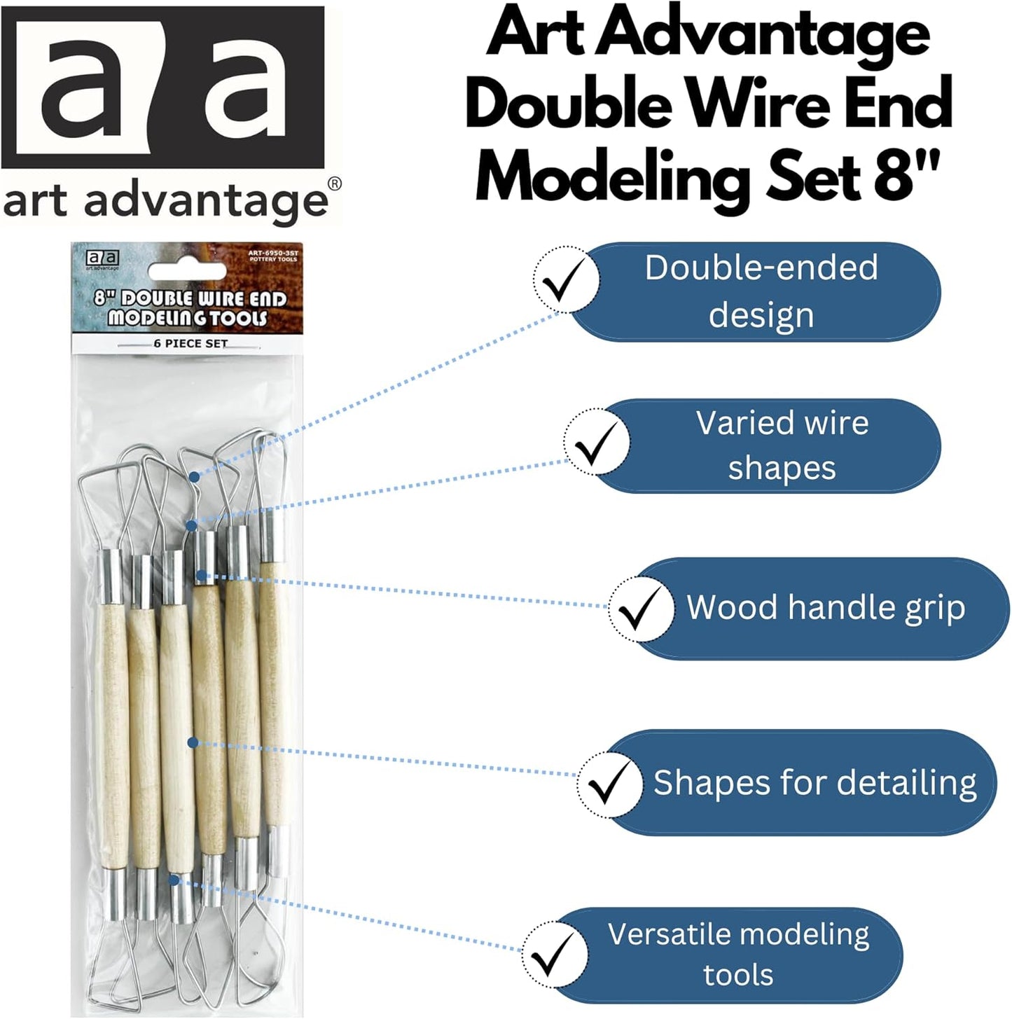 Art Advantage Double Wire End Modeling Tool Set 8"