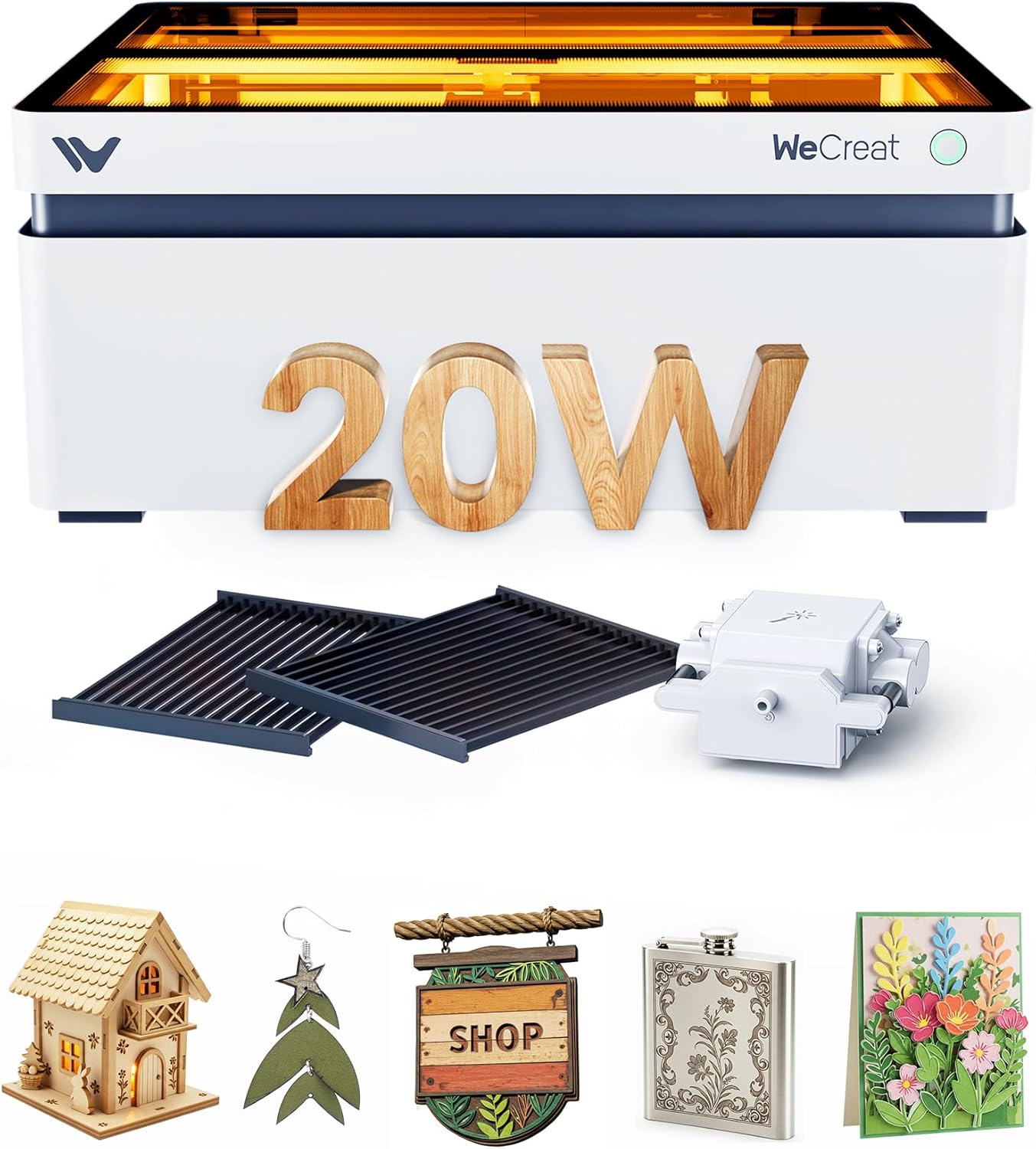 WECREAT Vision 20W Laser Engraver, with Smart HD Camera & Auto-Lifting, Desktop Diode Laser Engraver and Cutter Machine for Beginners Wood Acrylic Metal Leather DIY Gift Making