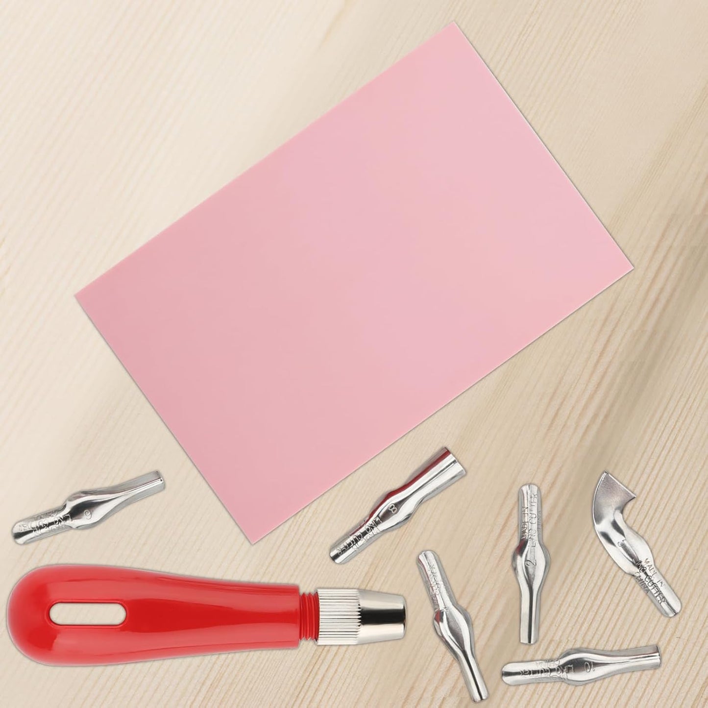 ZOENHOU 12 Pcs 4" x 6" Pink Rubber Carving Blocks, Soft Rubber Crafts Rubber Stamping Blanks with Carving Tools, Linoleum Blocks for Printmaking