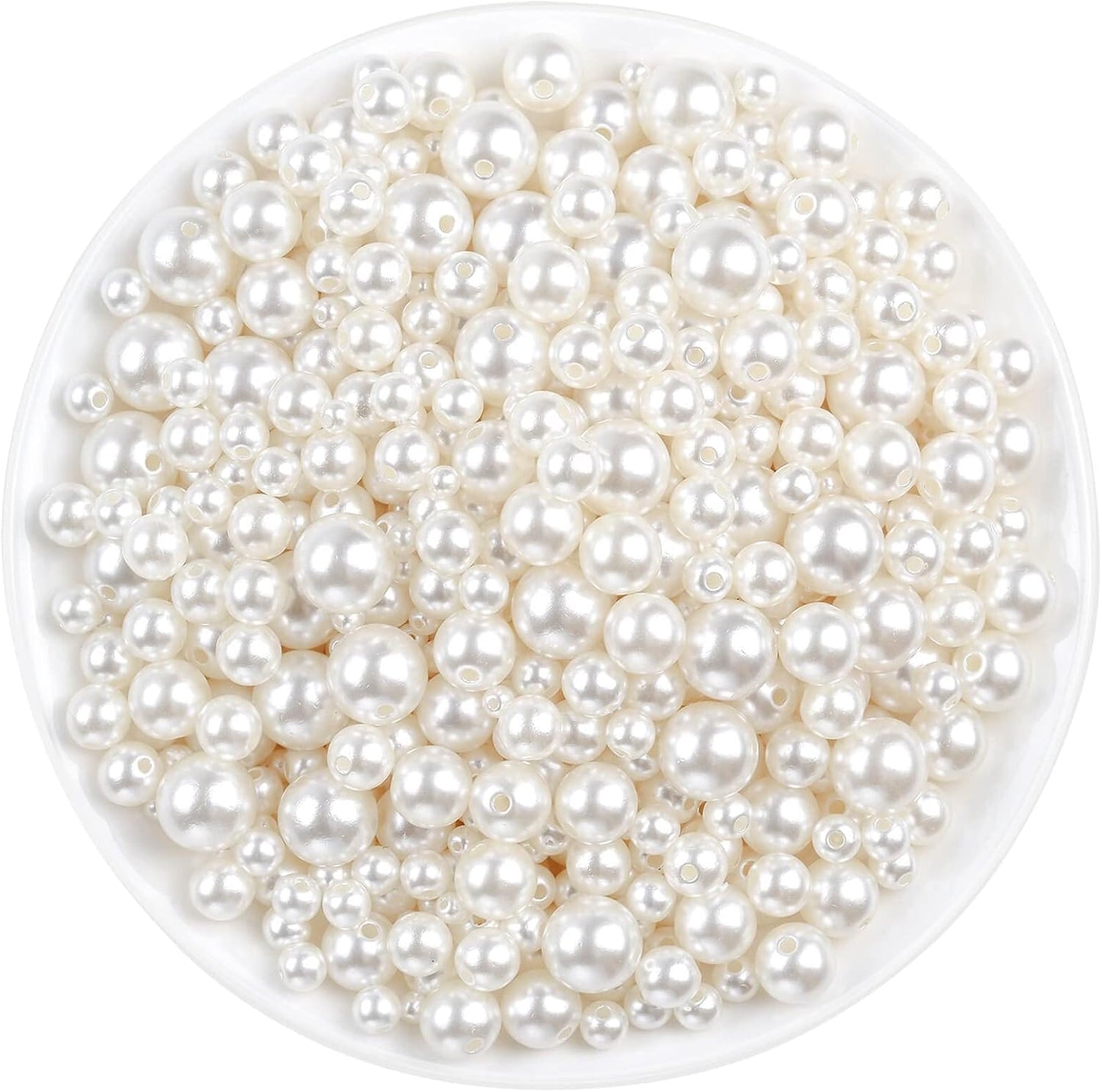 Pearl Beads, Anezus 800pcs Ivory Pearl Craft Beads Loose Pearls for Jewelry Making, Crafts, Decoration and Vase Filler (Assorted Sizes)