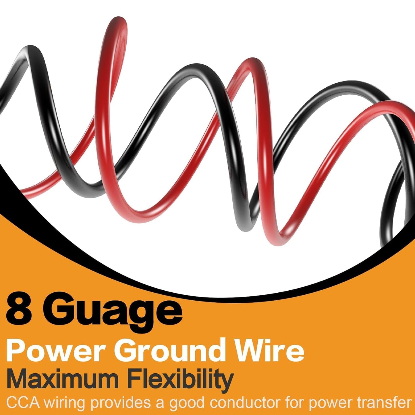 8 Gauge Wire Copper Aluminum CCA 50FT(25FT Red+25FT Black) Power & Ground Cable with 60A Fuse Holder,8ga Lugs,3:1 Heat Shrink Tube - Amp Wiring Kit for Car Audio,Battery,RV Trailer,Marine