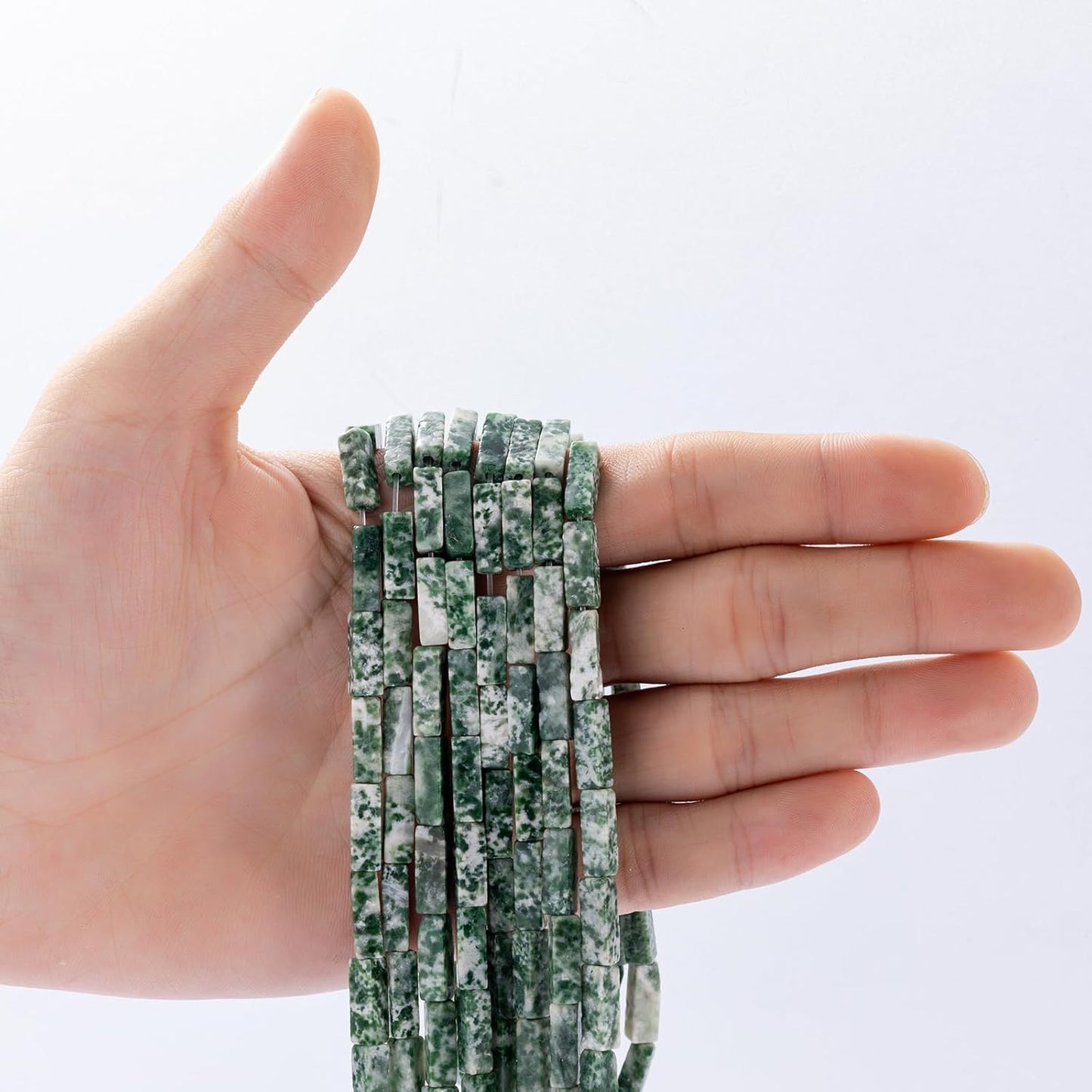 Natural African Jade Rectangle Tube Beads 4x13mm 38cm/str Loose Semi Gemstone Stone Beads for Making Bracelets Necklace Earrings