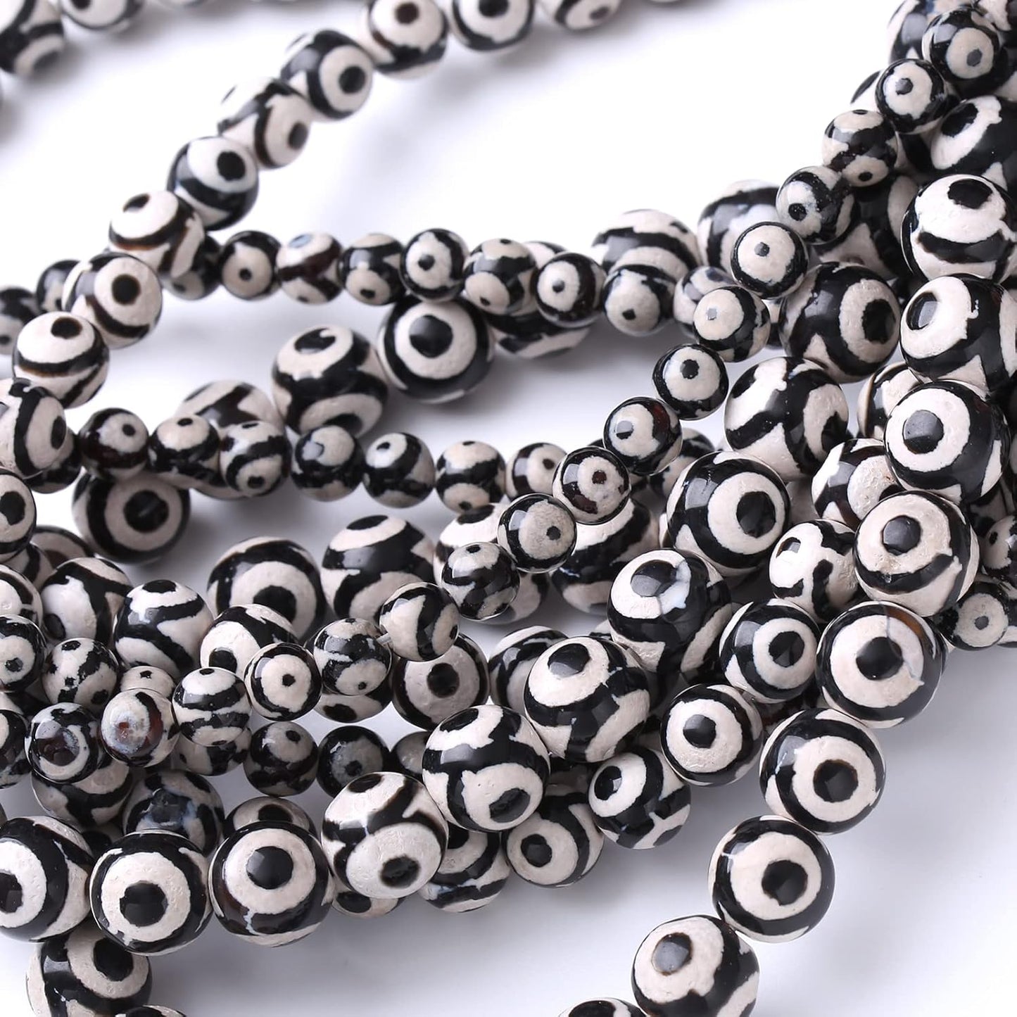 32PCS 12MM NaturalTibetan Stone Beads Round Loose Stone Beads for Jewelry Making DIY Energy Stone Healing Power Bracelet 15"