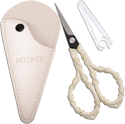 Vintage Small Embroidery Scissors with Cover Detail Shears Mini Scissor for Needlework Threading Sewing Craft DIY Tools Home Travel Use