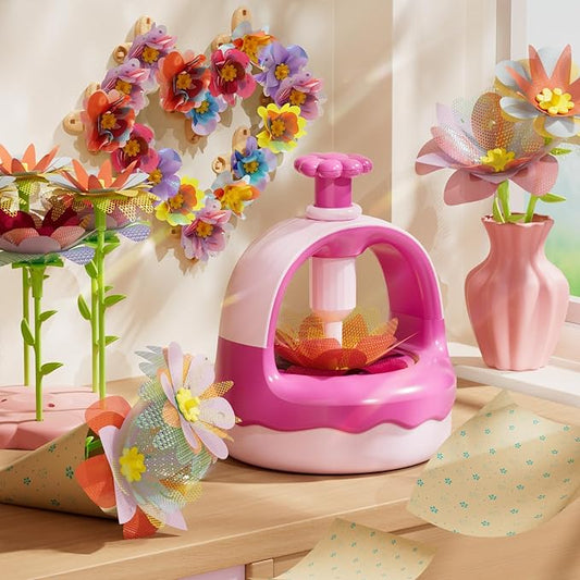 Fabric Flower Bouquet Craft Kit, DIY Arts & Crafts Toy for Kids, Creative Flower-Making Activity Set, Educational Preschool Toy, Perfect Birthday & Christmas Gift for Girls Ages 4 5 6 7 8+ (red)