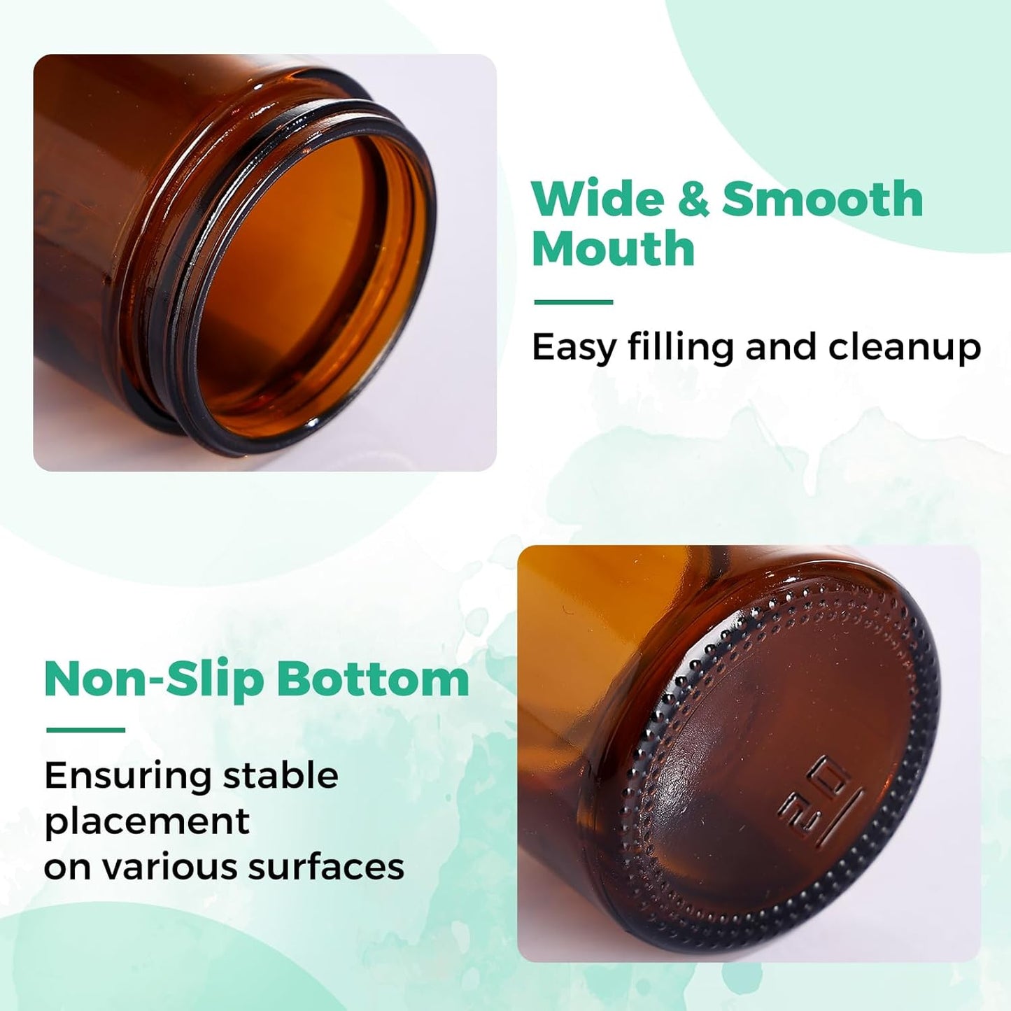 Amber Glass Jars with lids, 24 Pack 2oz Empty Cosmetic Jars, Refillable Airtight Wide Mouth Container for DIY, Sample, Cream, Lotion, Candle Making, Powder, Cosmetic