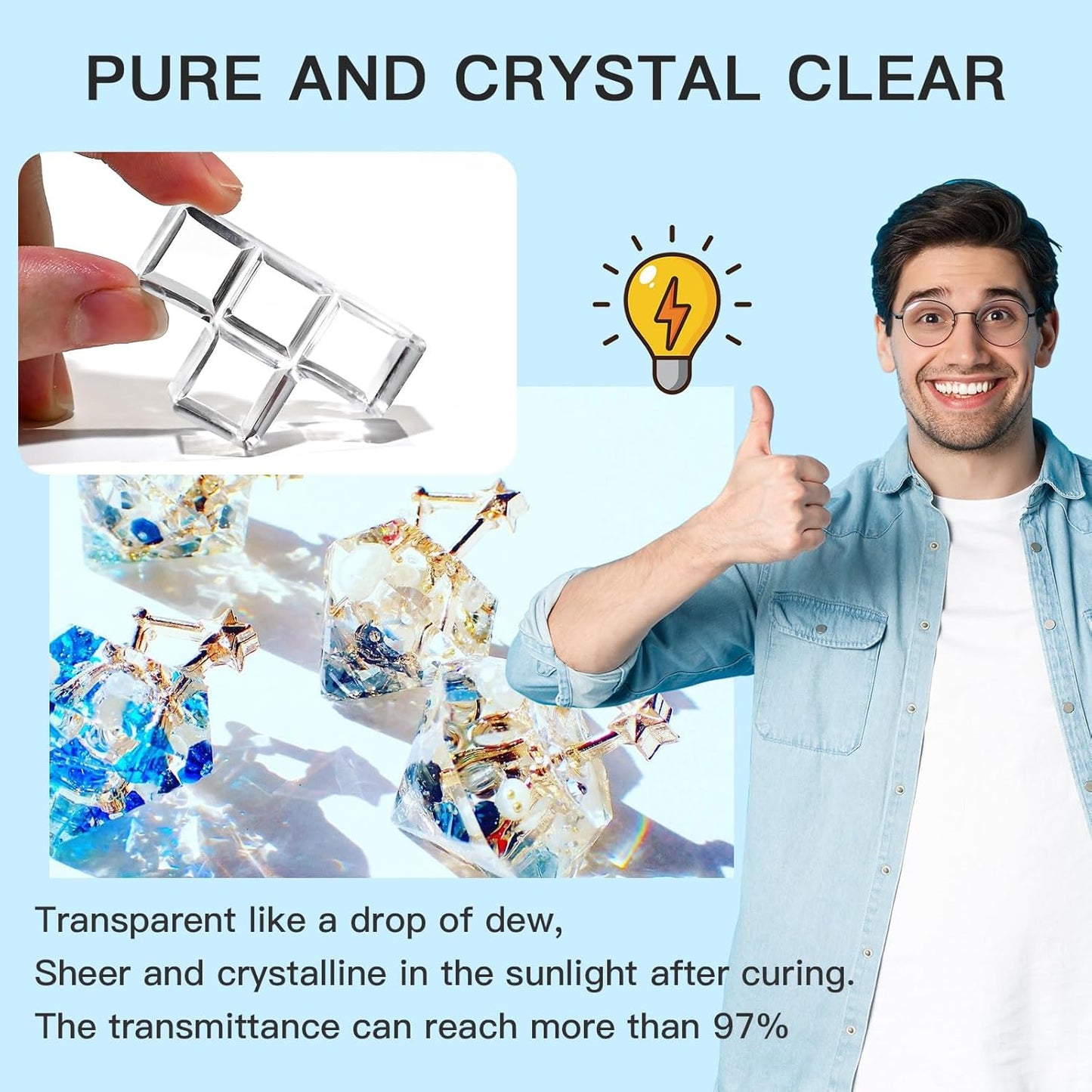 JDiction 400g UV Resin, New Formula Crystal Clear UV Resin Solar Cure Sunlight Activated Hard UV Resin Kit for Jewelry Making, Casting and Coating DIY Crafts