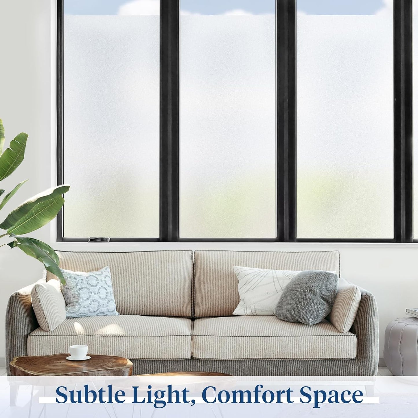 Haton Window Privacy Film Frosted Glass for Bathroom, Static Cling UV Sun Blocking Window Clings, Opaque Decorative Coverings Removable Sticker Heat Control Tint for Home Door, Pure 35.4" x 78.7"