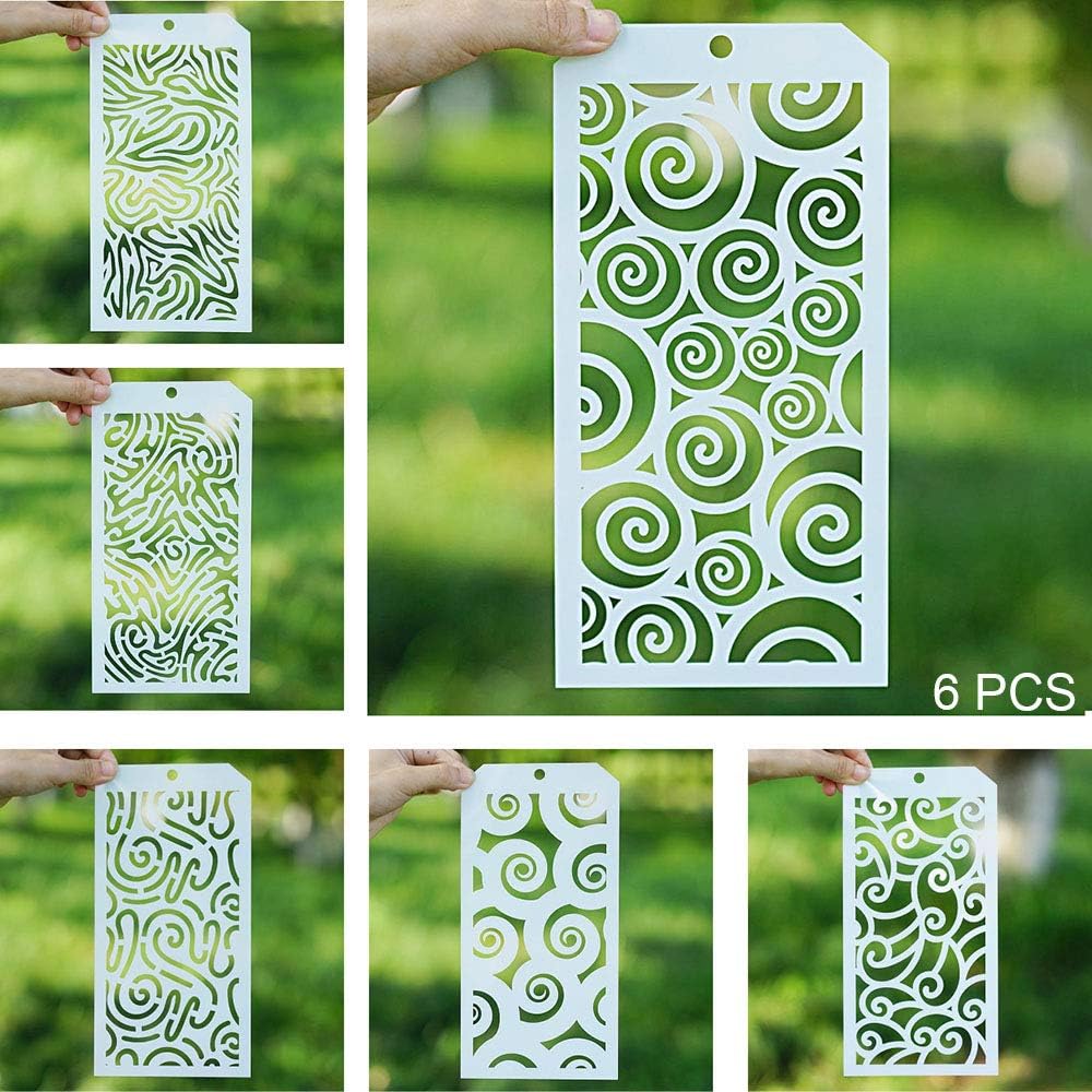 DIY Decorative Stencil Template for Scrapbooking Painting on Wall Furniture Crafts,Set of 6 (Seamless Wave)