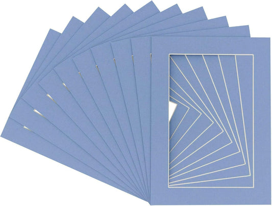 Pack of 25 Acid Free 11x14 Mats Bevel Cut for 8.5x11 Photos - Brittany Blue Precut Matboards With Backing Boards and Clear Photo Mat Bags For Pictures, Photos, Framing - 4-ply Thickness