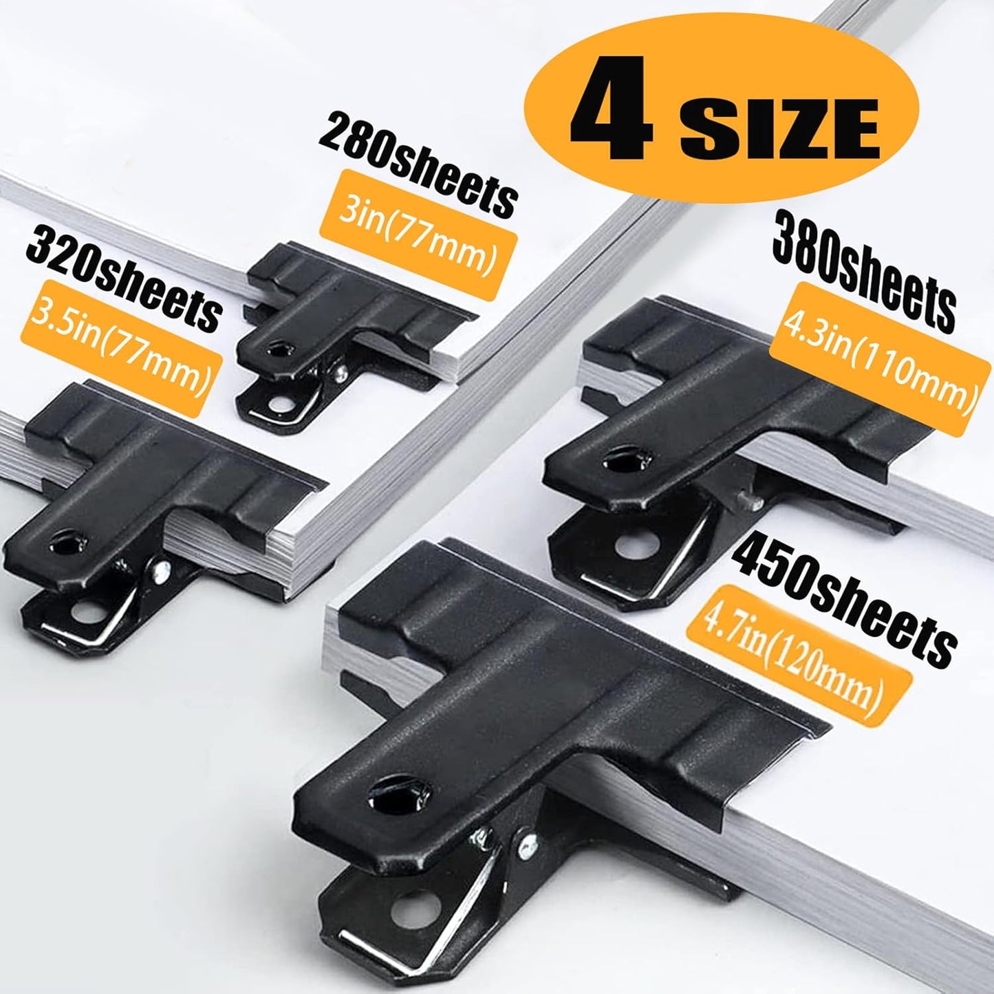 Locci Black Large Bull Clips, 10 Pack Extra Large Binder Clips 4.7 Inch (120 mm) for Home, Work, Art, Office and Kitchen