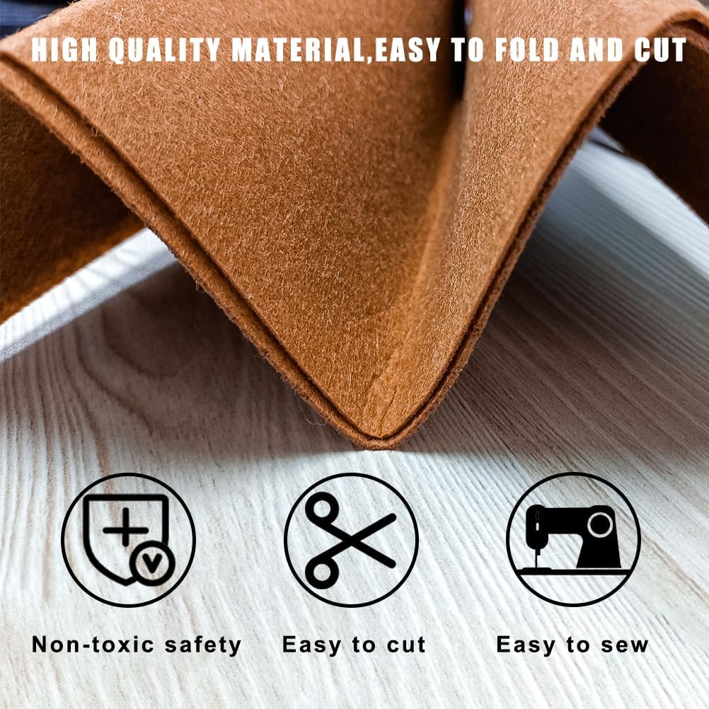 24 Pcs Felt Sheets for Crafts Felt Fabric Sheets, 8 Inch X 12 Inch Soft Brown Gray Craft Felt 1mm Thick A4 Stiff Felt Sheets for Patchwork (Brown Series)