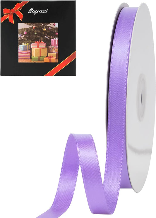 LIUYAXI Light Purple Satin Ribbon, Double Faced 1/2" X Continuous 25 Yards Ribbons Perfect for Gift Wrapping Bows Bouquet Wedding Craft and More