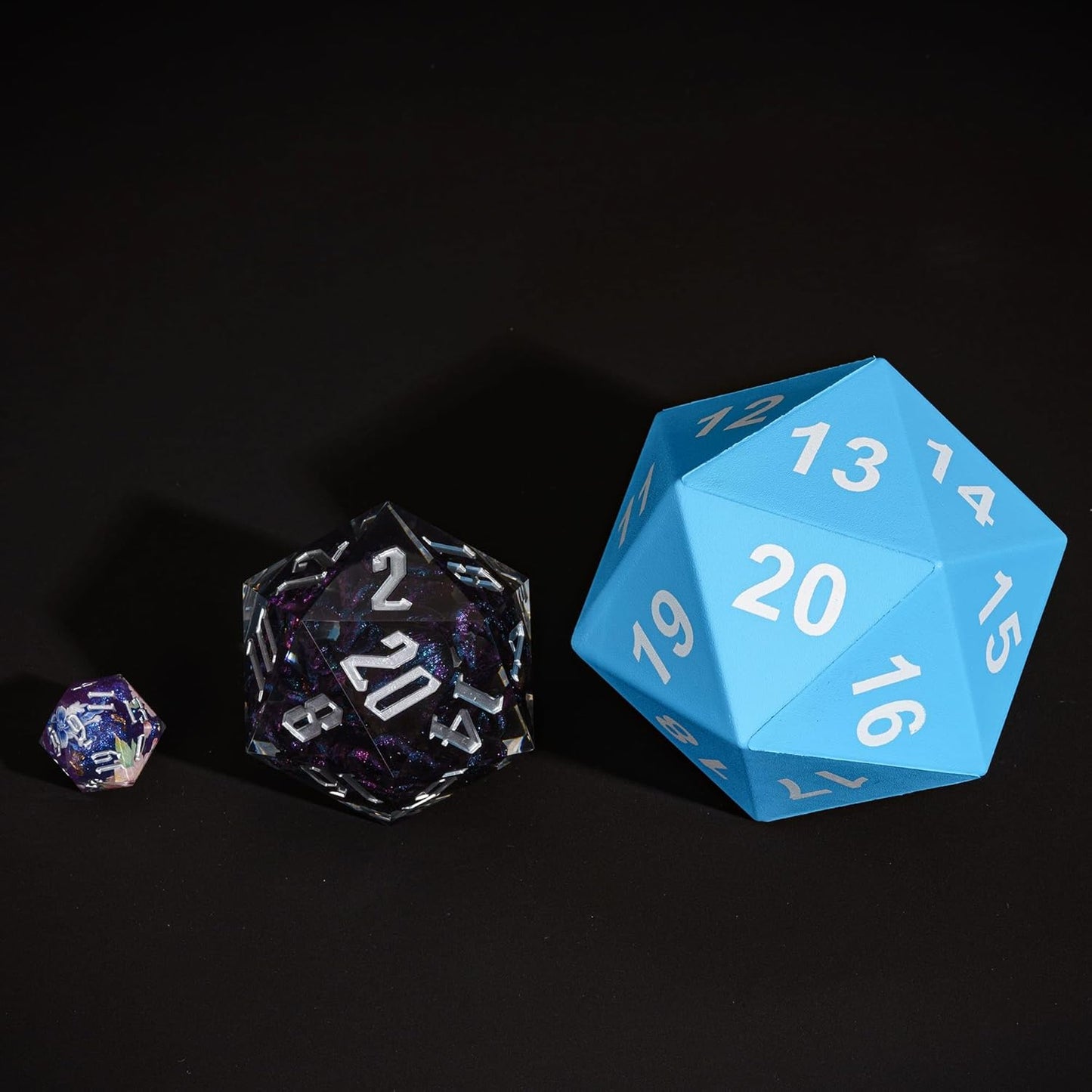 Large Foam D20 Dice, 80mm D20 DND Spindown 20 Sided Dice D&D Polyhedral with Drawstring Bag for Role Playing Games (Blue)