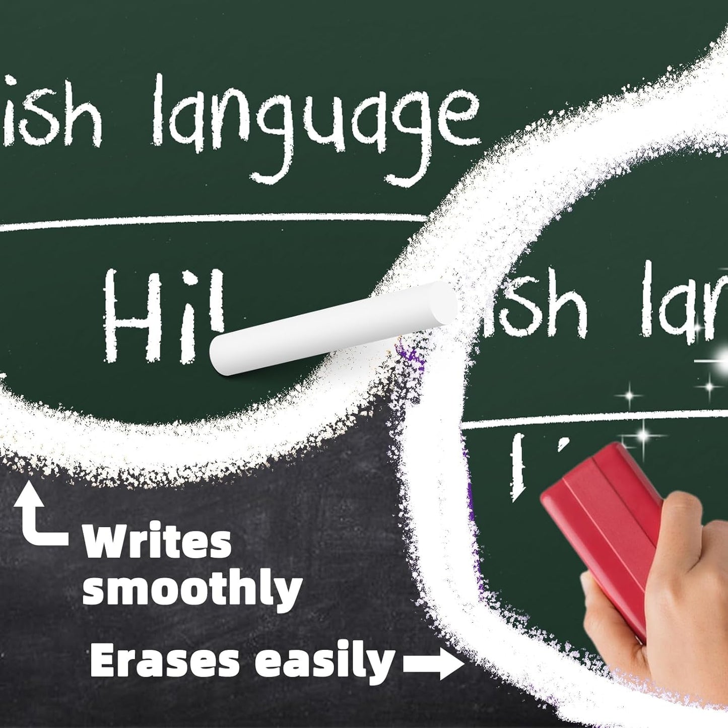 Yellow Chalk 100PCS, Low Dust Chalks Stick Bulk for Chalkboard Blackboard Non-Toxic