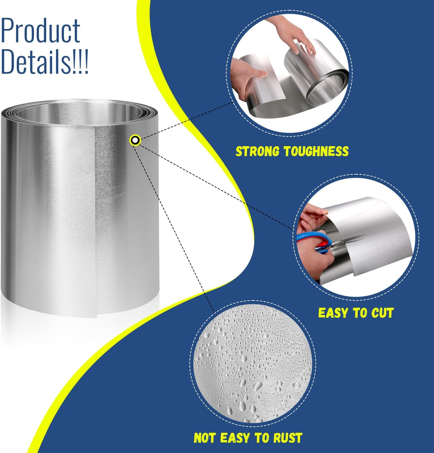 Aluminum Flashing Roll，Aluminum Sheet Roll 3500x200x0.1mm(LxWxT) Applicable to Various House Repair and DIY Projects