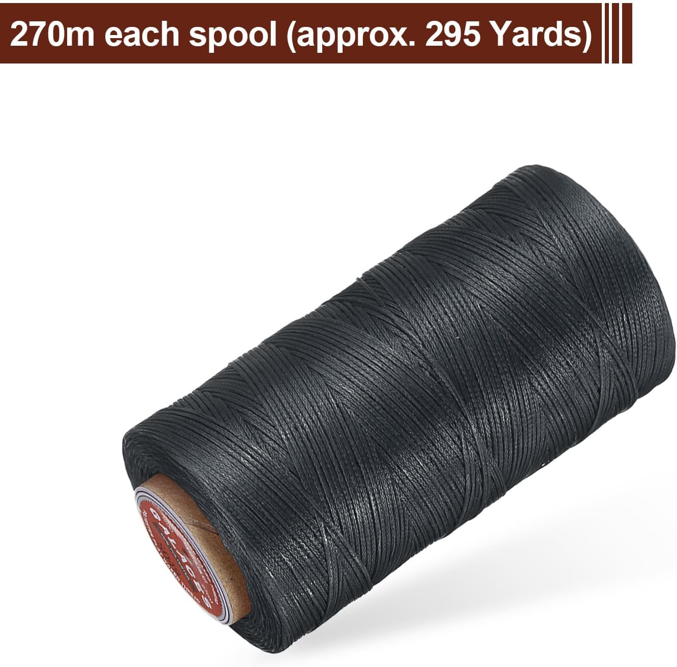 uxcell Flat Leather Sewing Waxed Thread, 270m / 295 Yards Polyester Wax String, 150D Wax Stitching Cord for Leather Crafts, Bookbinding, Bracelets Braided, Dark Gray