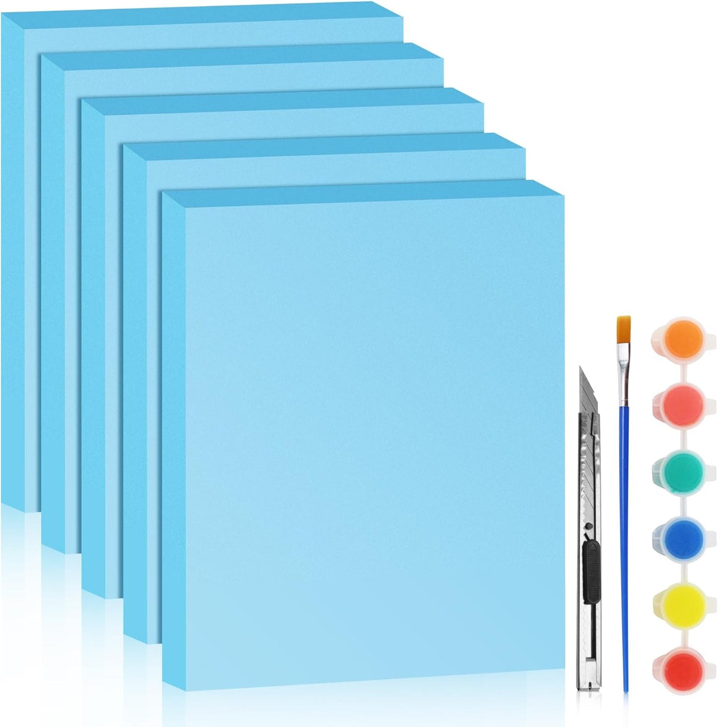 LuckyFoam Blue 5 Pack 15x12x1.5 inch Foam Sheets 1.5 Inch Thick Polystyrene Rectangles XPS Foam Board Craft for Insulating DIY Modeling Art Supplies