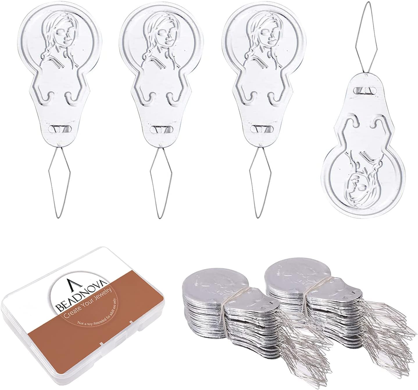 BEADNOVA Needle Threaders 100pcs Aluminum Sewing Needle Threader for Sewing Small Eye Embroidery Craft Knitting Quilting (100pcs)