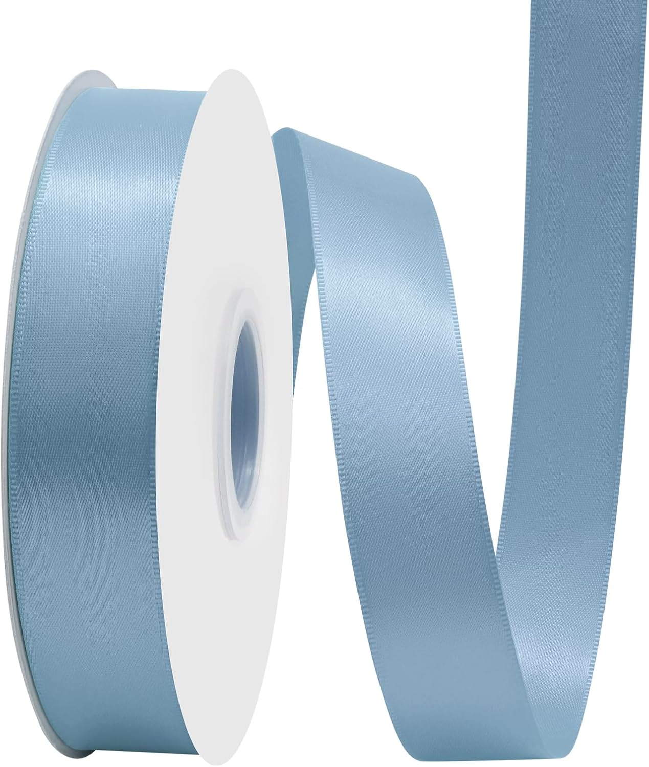 Dusty Blue Satin Ribbon 1" X 50 Yards Solid Color Double Faced Ribbons Perfect for Crafts Wedding Decor Bow Making Arts Sewing and More