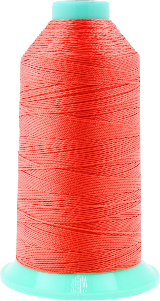 Mandala Crafts Bonded Nylon Thread Coral Heavy Duty Sewing Threads - 800 YDs Size 277 840D T270 Tex 270 Thread for Leather Jeans Weaving Outdoor Marine Upholstery Threads