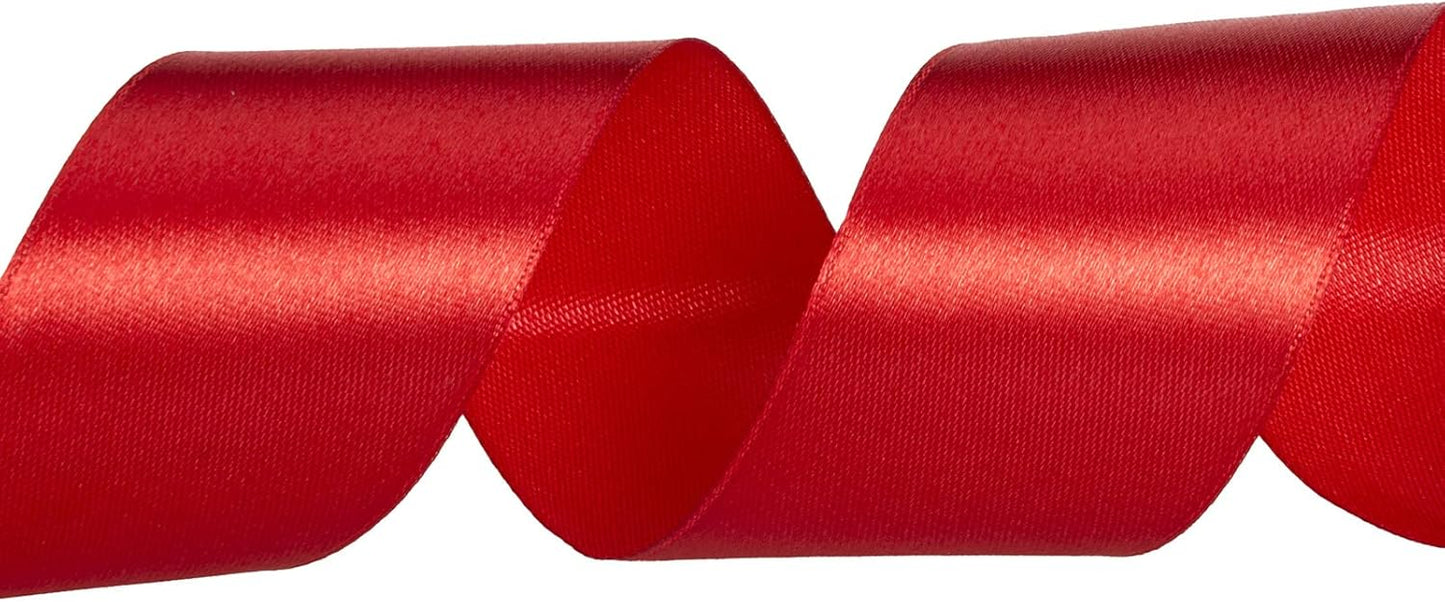 1 1/2 Inch Red Solid Satin Ribbon, 50 Yards Craft Fabric Ribbon for Gift Wrapping Floral Bouquets Wedding Party Decoration