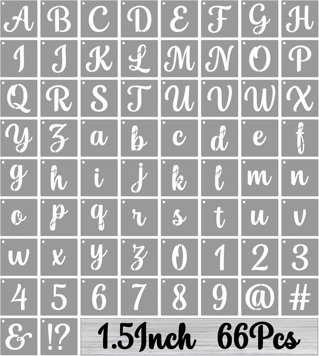 BAMIDELE 1.5 Inch Alphabet Letter Stencils for Painting, 66 Pcs Reusable Plastic Calligraphy Letter Stencils and Numbers Template Kit for Painting on Wood, Chalkboard, Fabric, Door Porch, Wall Art