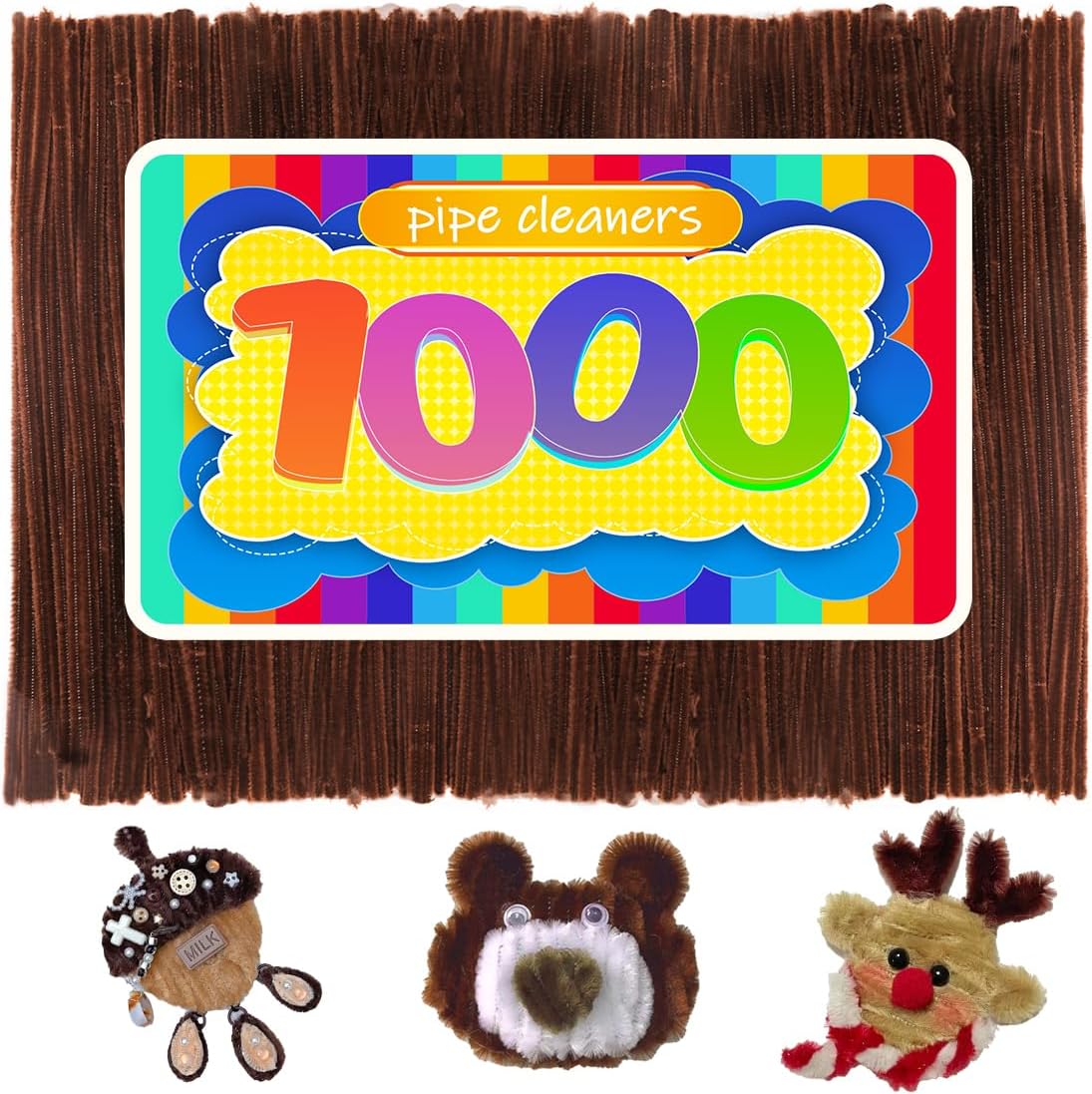 GAGANIU 1000pcs Pipe Cleaners, Pipe Cleaners for Crafts, Craft Supplies Multicolor Chenille Stems for Art&Craft Christmas DIY Projects(Brown)