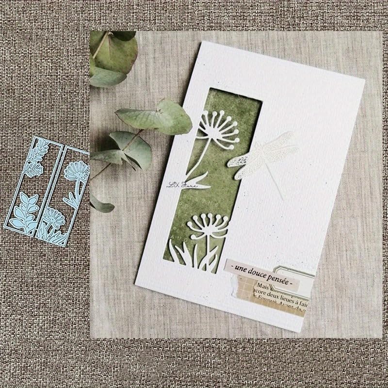 Lapoo 3D Backgrounds Frame Metal Cutting Die for Scrapbooking, New Cutting Dies DIY Album Card Making Decor Paper Craft Metal Die Cuts Party Wedding Decorations (Grass Window 4.1 x 2.9 in)