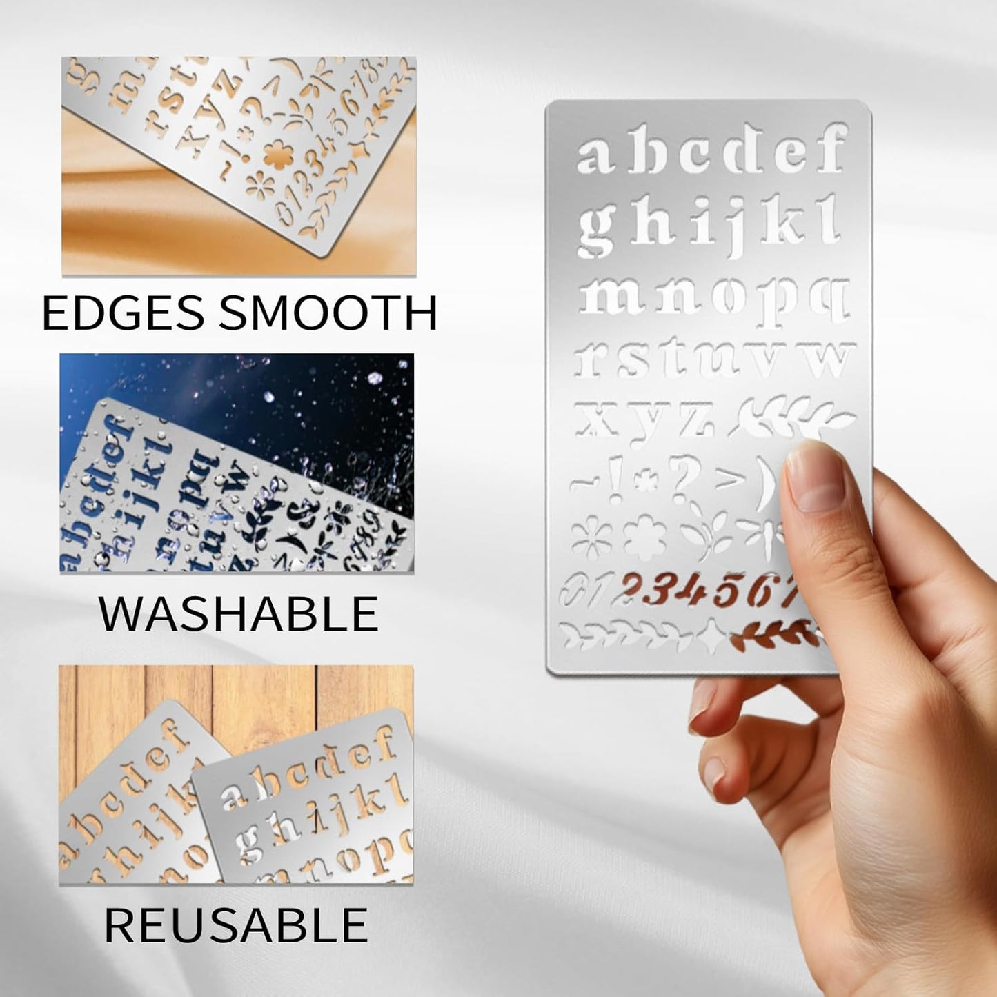 9PCS Metal Stencils Wood Burning Stencil Metal Letter Stencil Alphabet and Number Stencils for Journaling Engraving Templates for Wood Carving Drawing Scrapbooking Journal Craft DIY