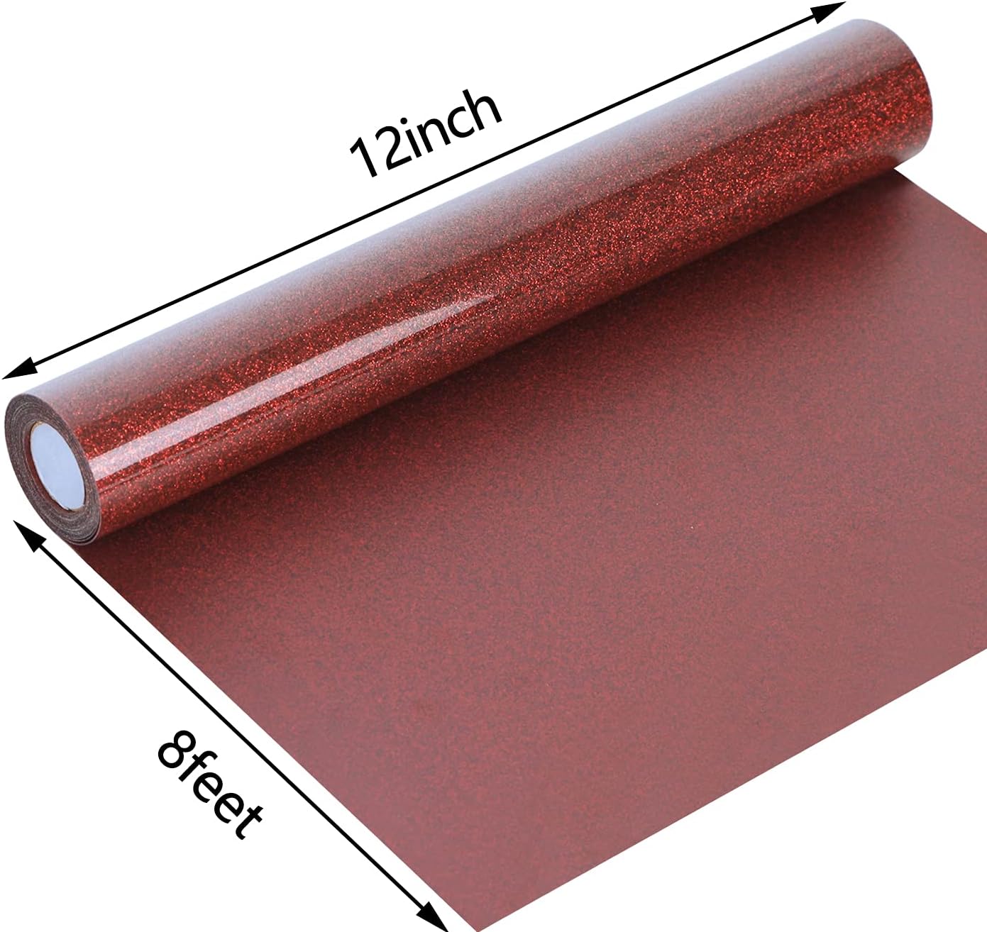 guangyintong Glitter Red Heat Transfer Vinyl HTV Rolls, 12" x 8ft Iron on Vinyl for T-Shirts Glitter Red HTV Vinyl for All Cutter Machines Easy to Cut & Weed for Heat Vinyl Design