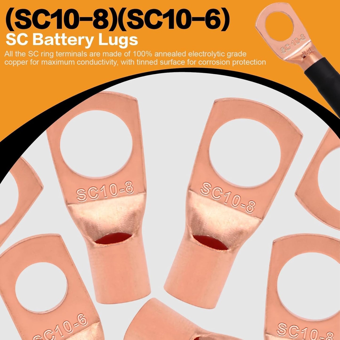 8 Gauge Wire Copper Aluminum CCA 50FT(25FT Red+25FT Black) Power & Ground Cable with 60A Fuse Holder,8ga Lugs,3:1 Heat Shrink Tube - Amp Wiring Kit for Car Audio,Battery,RV Trailer,Marine