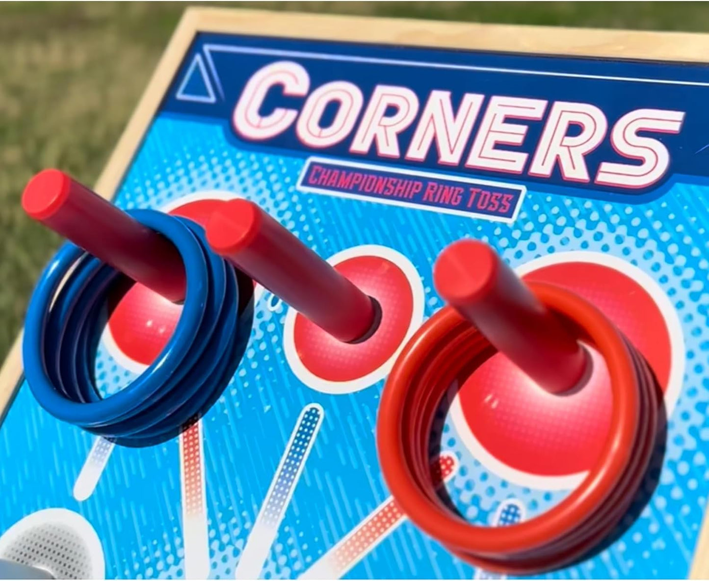 Corners Championship: Ring Toss Reinvented - Yard & Party Game, Wooden Peg Board, Competition Scoring Game, Indoor & Outdoor, Family & Friends Ages 6+