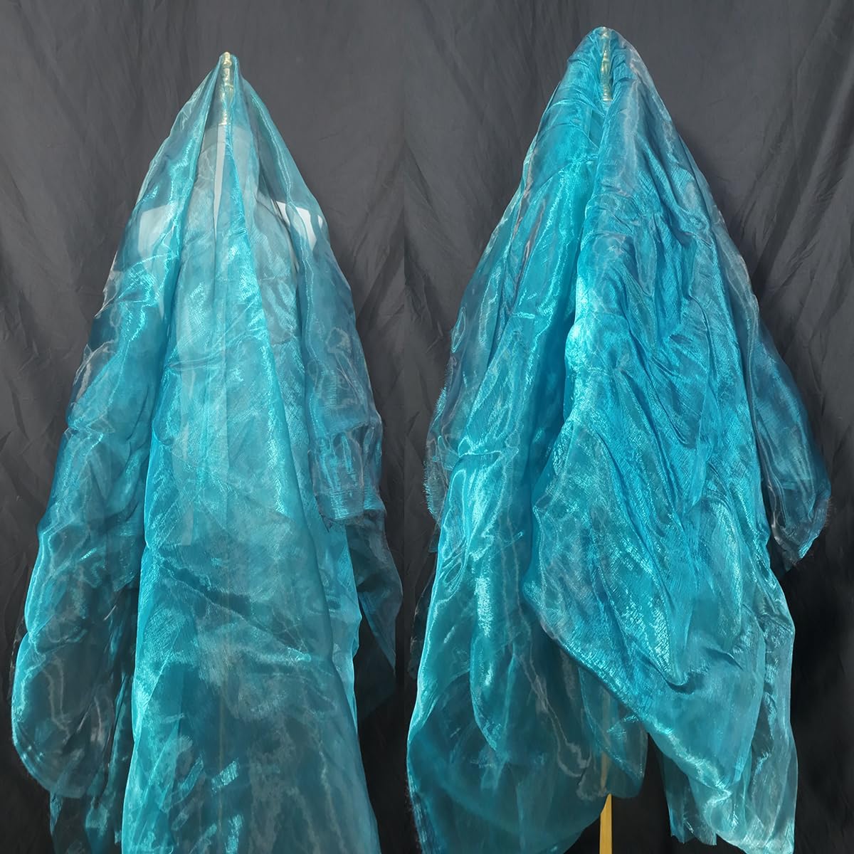 Two-Tone Iridescent Holographic Organza Fabric - 11 Yards by The Yard | Lightweight Sheer Tulle | for Wedding Dresses, Party Decor, DIY Crafts, Shiny Backdrops(Midnight Blue)