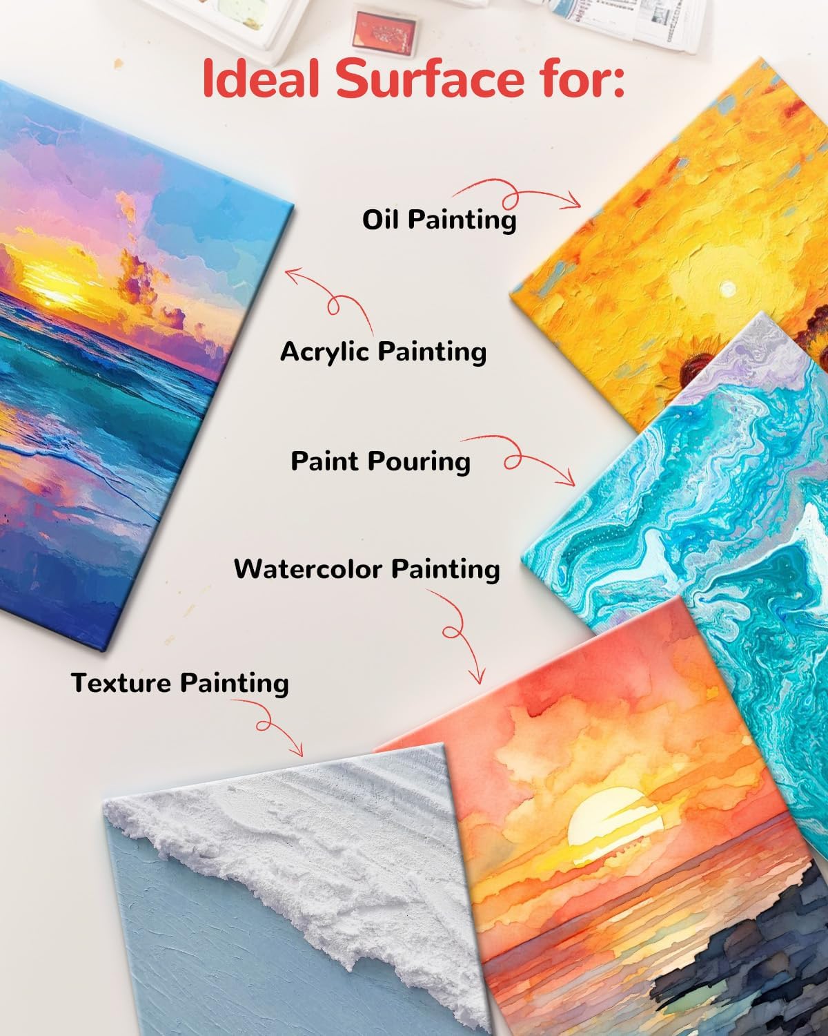 Canvas Boards 60 Pack, 9x12 Inch Painting Canvas Panels White Blank 100% Cotton Art Supplies for Acrylics Oil Watercolor Tempera Paints