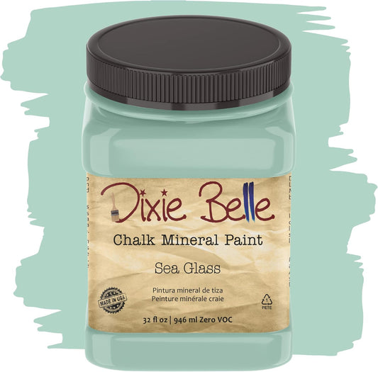 Dixie Belle Paint Company Chalk Finish Furniture Paint - Sea Glass (32oz) - Matte Pastel Blue/Green Chic Chalk Mineral DIY Furniture Paint
