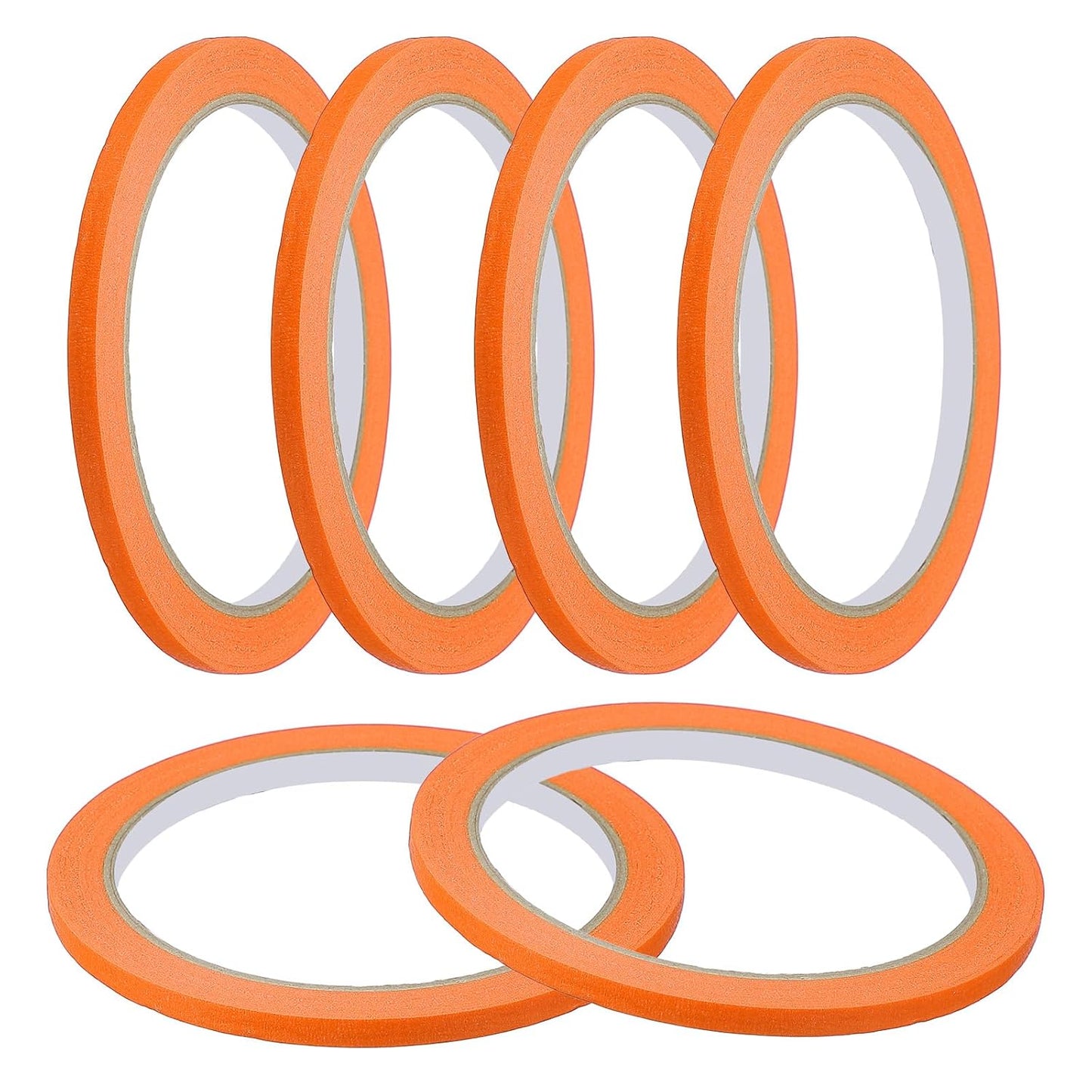 MECCANIXITY Masking Tape 0.2 Inch x 21 Yard Painter's Tape Orange Paint Tapes for DIY Crafts Arts Drawing Decoration Labeling Car Painting Artist Teachers, Pack of 6