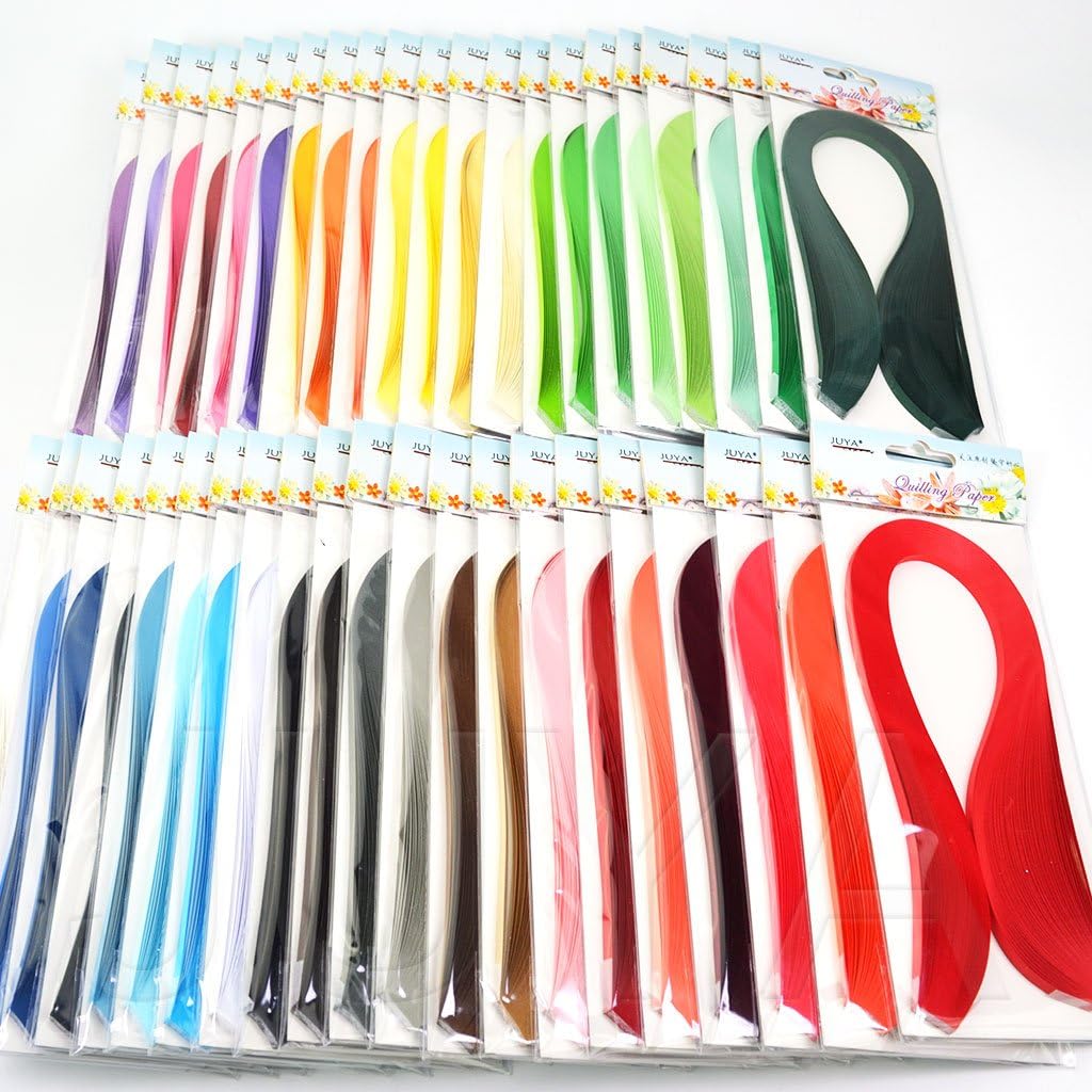 JUYA Single Color Paper Quilling Strips Set 42 Colors 100 Strips per Pack 2/3/5/7/10 mm Width Available 42 Colors, Width 2 mm (0.08 in)