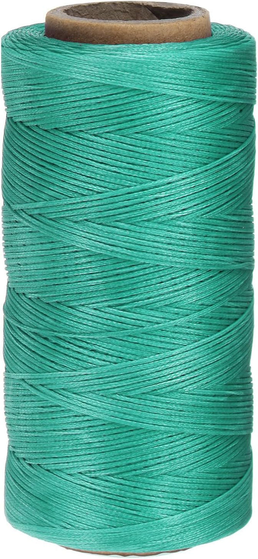 uxcell Leather Sewing Waxed Thread, 284 Yards / 260m 0.8mm 150D Flat Polyester All-Purpose Threads for Leather Crafts, Bookbinding, Turquoise