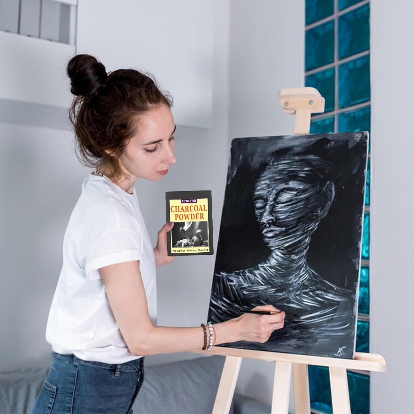 Premium Charcoal Powder for Drawing and Art, Drawing Charcoal for Sketching, Shading, Blending with Beginners & Pro Artists (8 Ounces)