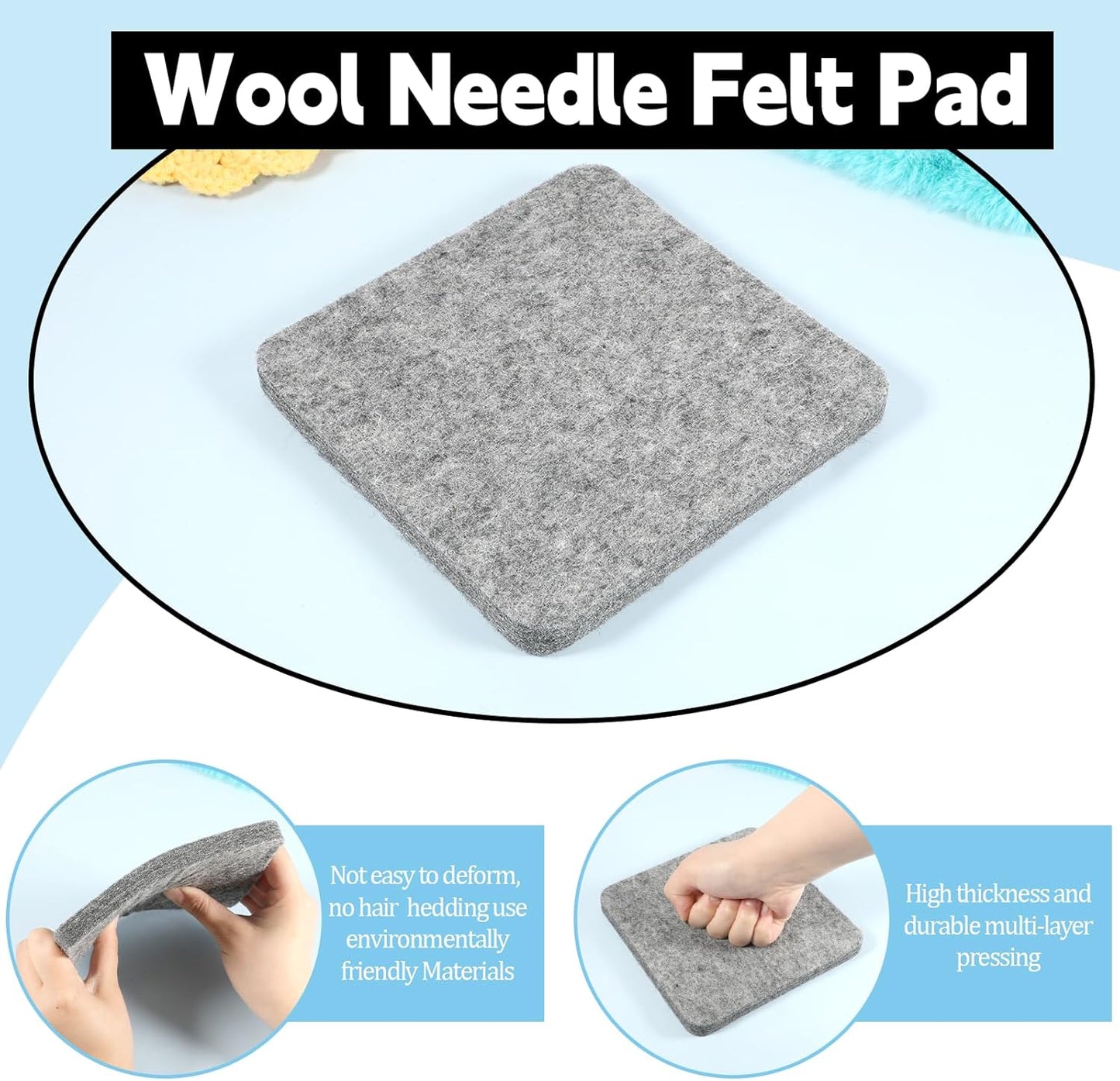 Needle Felting Pad, Grey Sponge Pad, 6×6 in Needle Felting Mat for Any Wool Felting Supplies