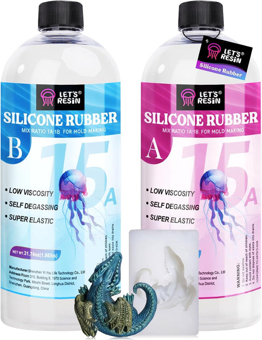 LET'S RESIN Silicone Mold Making Kit 63.48oz/3.968lbs,Non-Toxic Mold Making Silicone Rubber,Silicone Mold Maker,Clear Liquid Molding Silicone Kit for Resin Molds, Silicone Molds Making