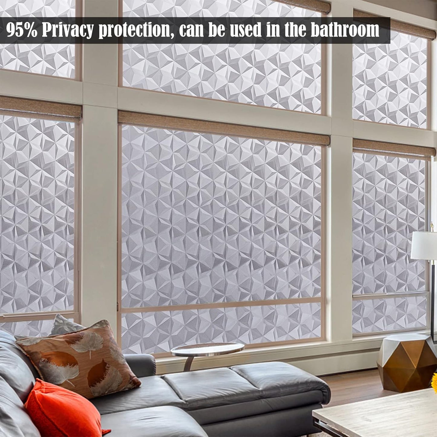 Niviy 3D No Glue Static Cling Window Films Privacy Cut Glass Window Sticker for Bathroom Office Kitchen Window Decor 29.5"x 78.7", Frosted