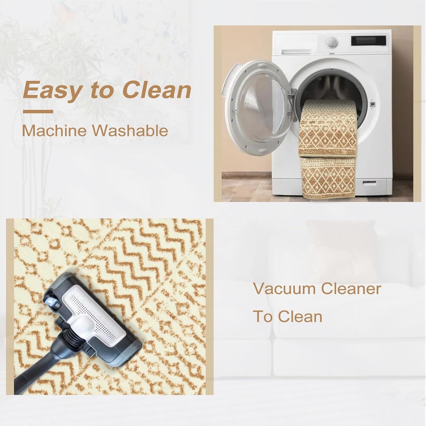 Boho Rug Runners for Hallways, 2x6 Ultra Soft Non-Slip Vintage Kitchen Mat, Stain Resistant Washable Farmhouse Rug Carpet Runner for Bedside Laundry Room Bathroom Doorway