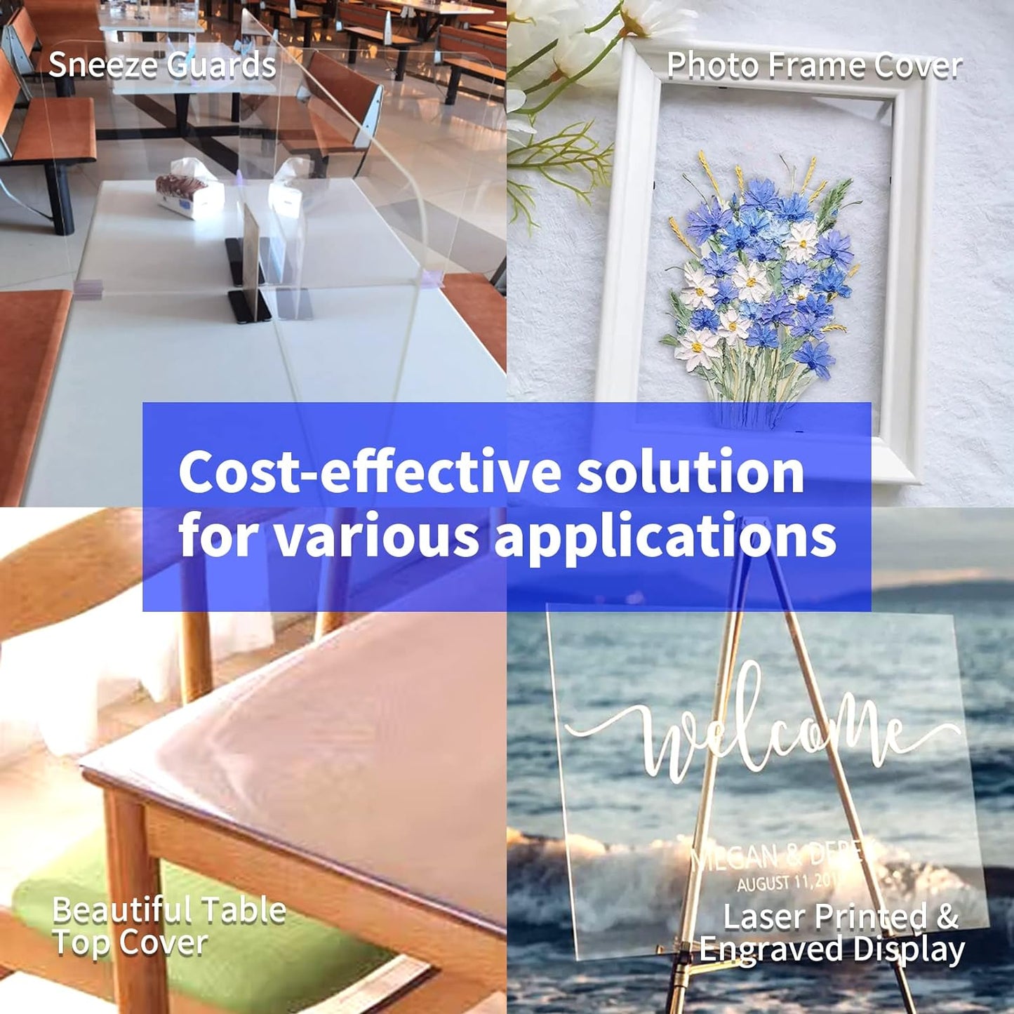 Art3d (2 Pack) 1/8" Thick Plexiglass Sheets - 16" x 20" PET Clear Sheets for Art Design，Craft Projects, Signs, DIY in Home, Wedding, Festival,Party,Office