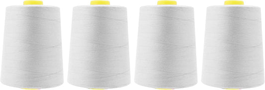 Mandala Crafts 4 Pack of Serger Threads Cones Spools - 20S/2 24000 Yards Polyester Silver Gray Threads for Sergers Machine and Overlock Quilting Sewing Machine