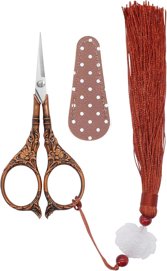 BIHRTC 4.5Inch Small Sewing Scissors Nail Clipper with Cover Tassel Stainless Steel Shears Dressmaker Precision Scissor Mini DIY Tool for Craft Needlepoint Sewing Artwork Housework